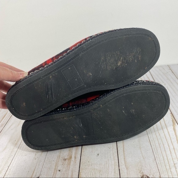 Chelsea & Violet Red Black Buffalo Check Slip-on Flats Flannel Fuzzy Lined 8 - Picture 5 of 10